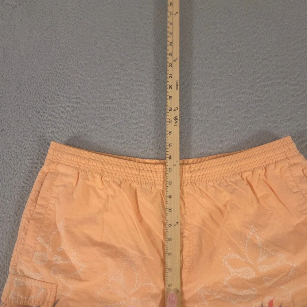 Tori Richard Shorts Mens XL Orange Palm Leaf Mesh Lined Cargo Summer Swim Trunks